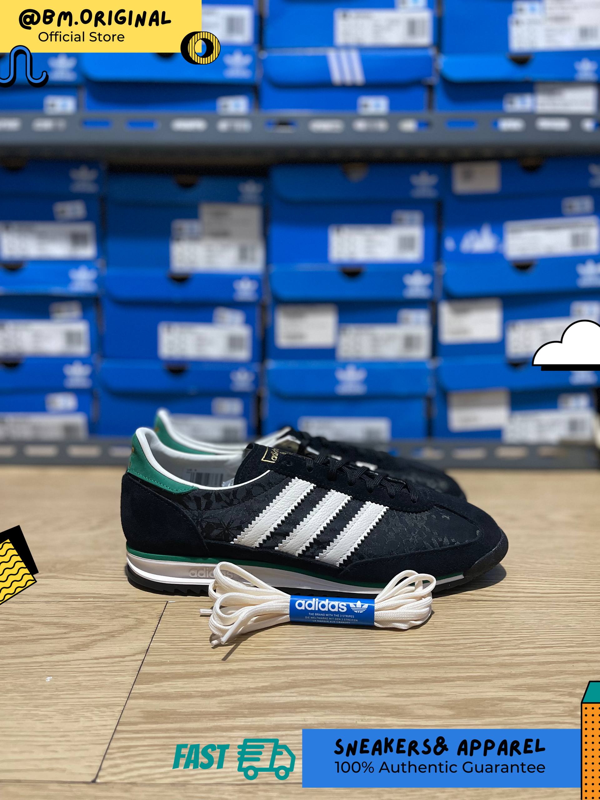 Adidas SL 72 OG x Liberty London Core Black Off White Bold Green IH1870