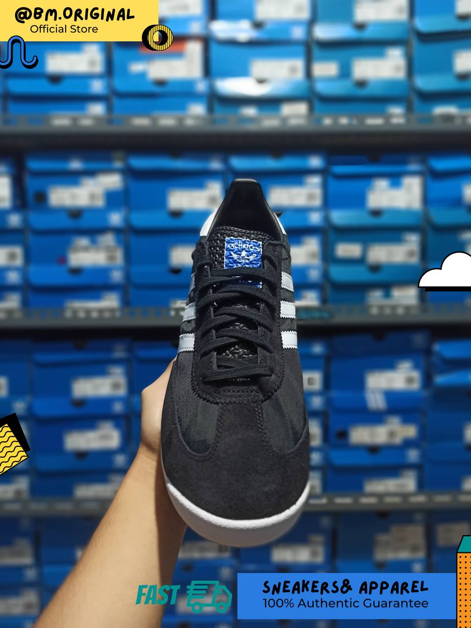 Adidas SL 72 RS Core Black Cloud White Blue JI1282