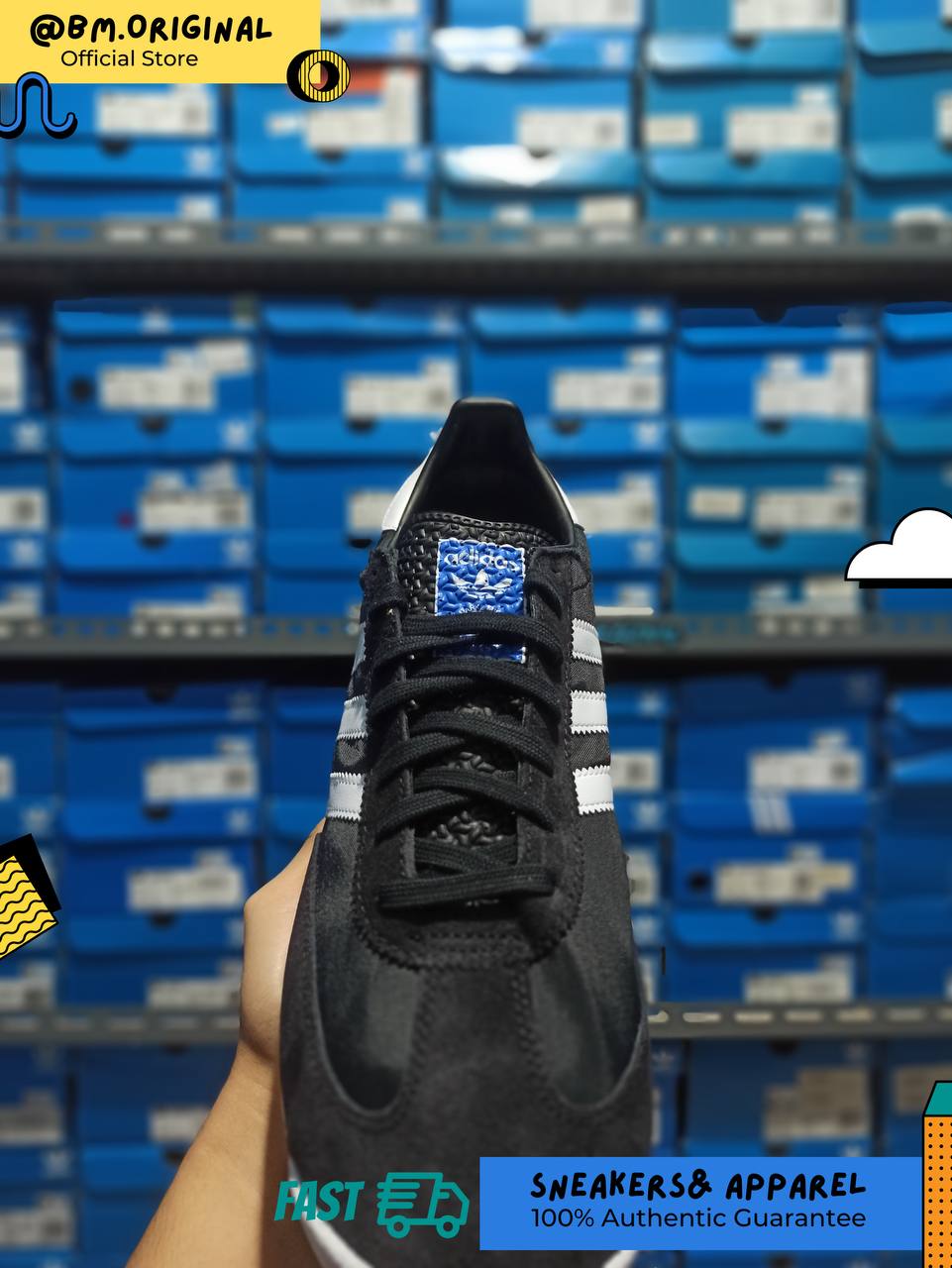Adidas SL 72 RS Core Black Cloud White Blue JI1282