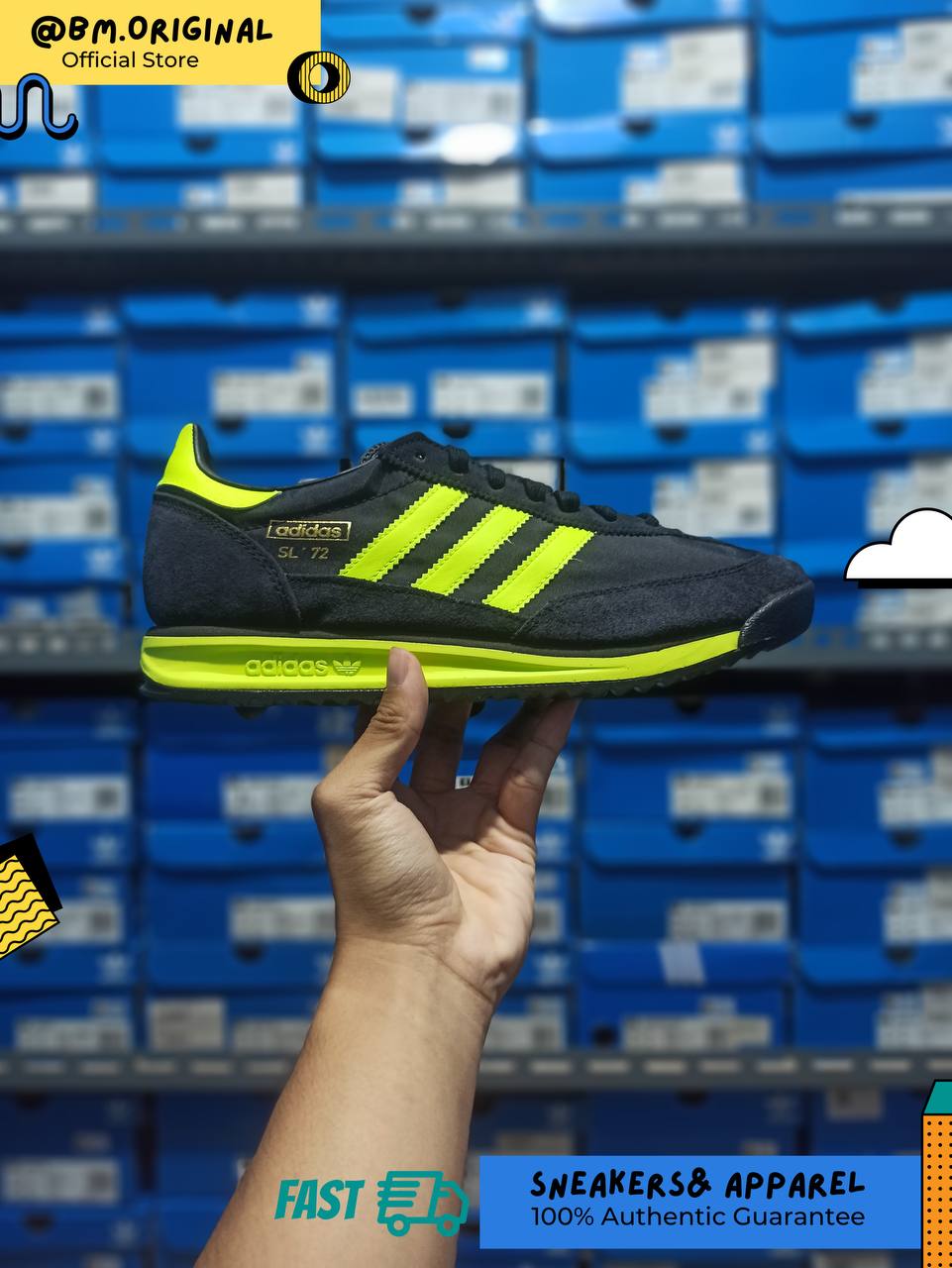 Adidas SL 72 RS Core Black Solar Yellow Gold Metallic IG4647