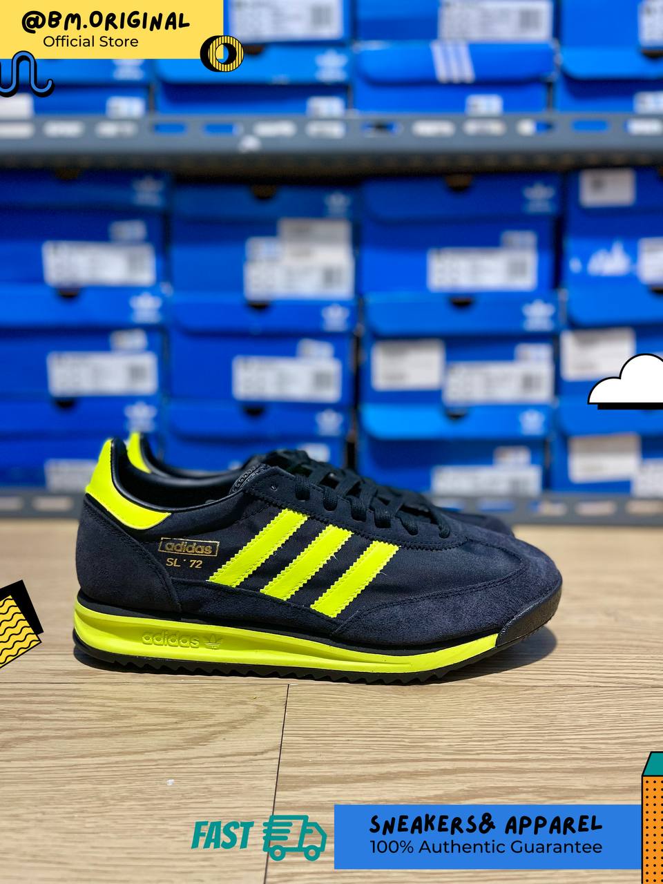 Adidas SL 72 RS Core Black Solar Yellow Gold Metallic IG4647