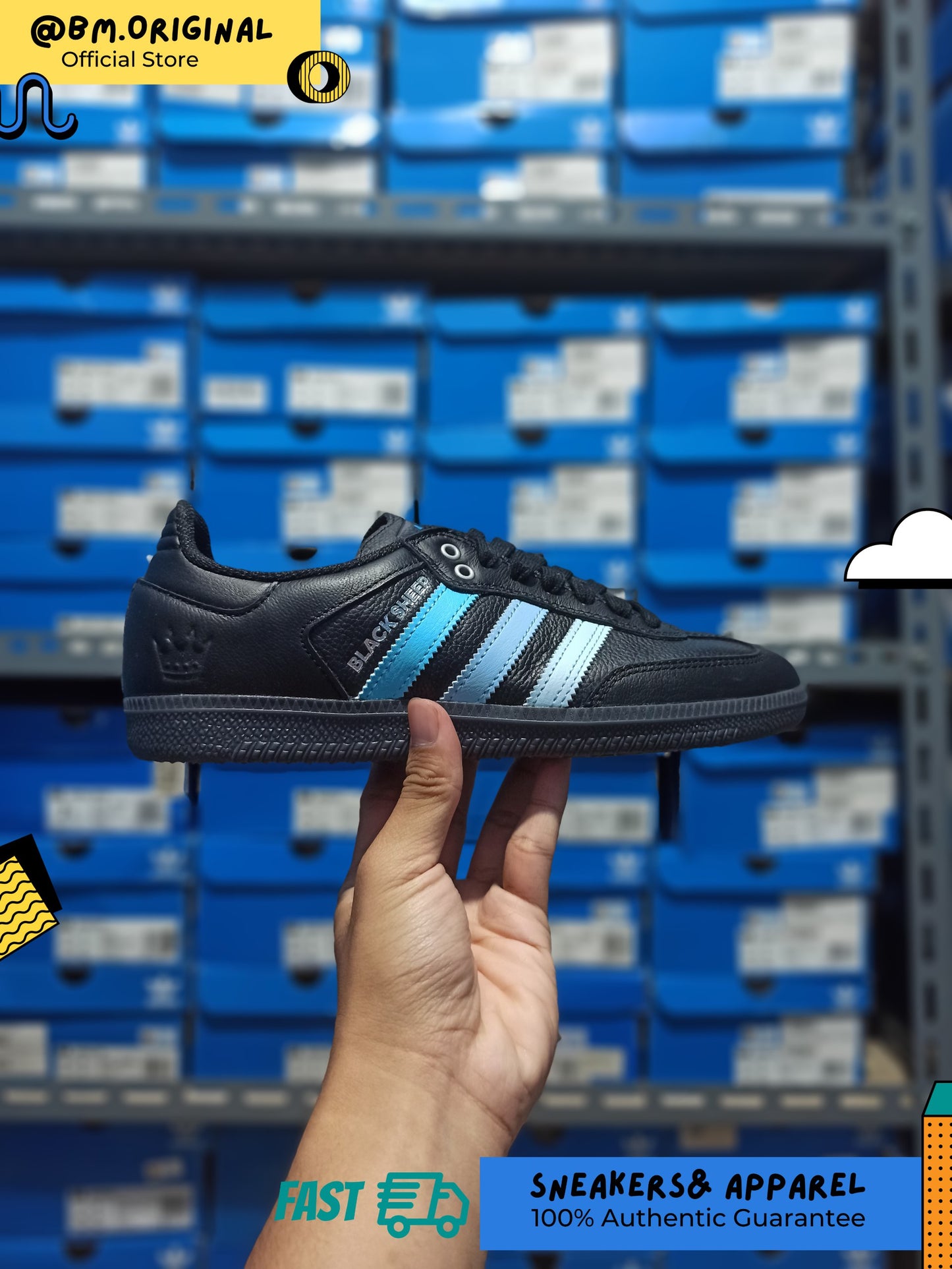 Adidas Samba ADV x Black Sheep x CLTFC Core Black Cloud White Ice Blue JH9594