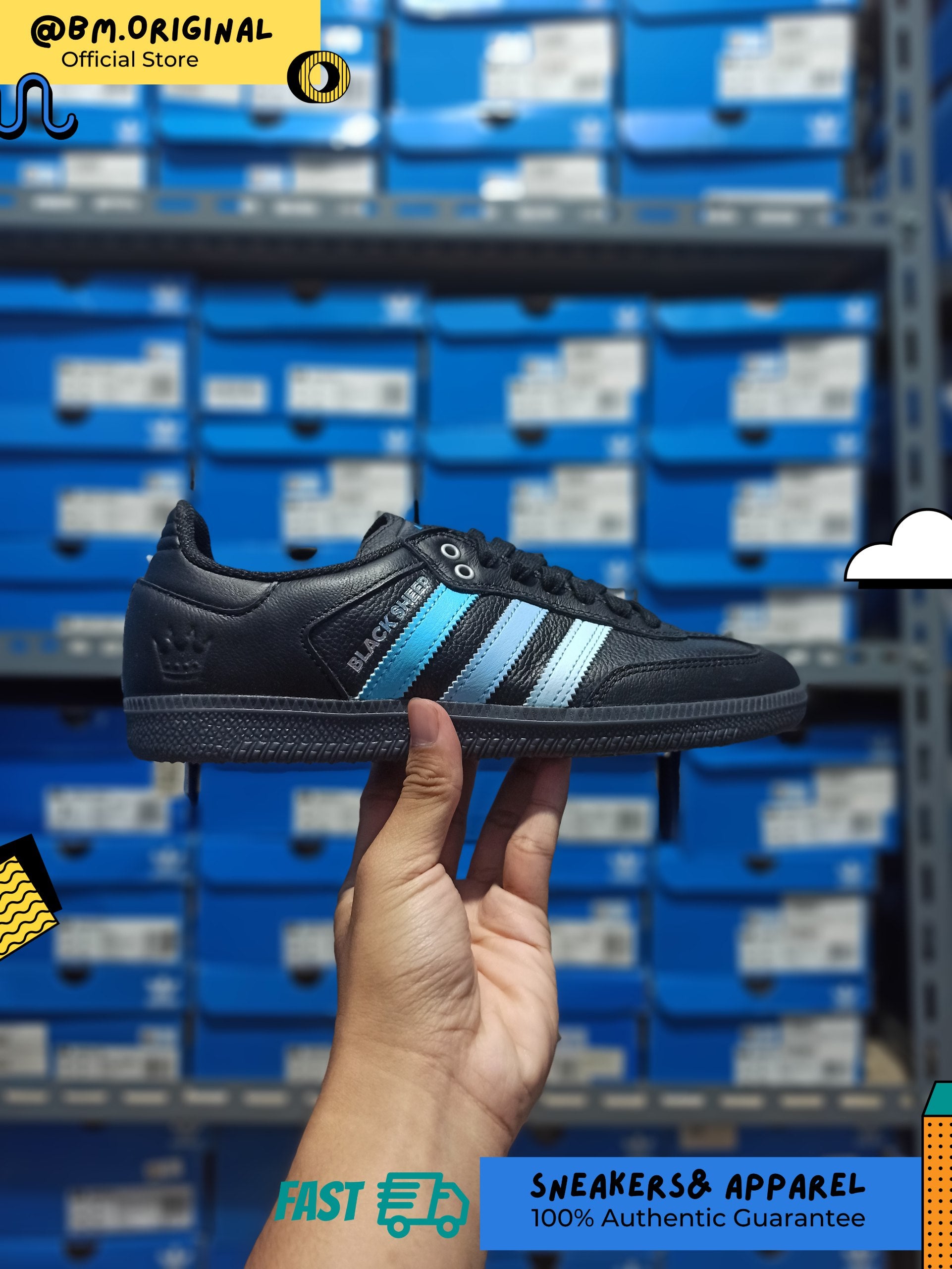 Adidas Samba ADV x Black Sheep x CLTFC Core Black Cloud White Ice Blue JH9594