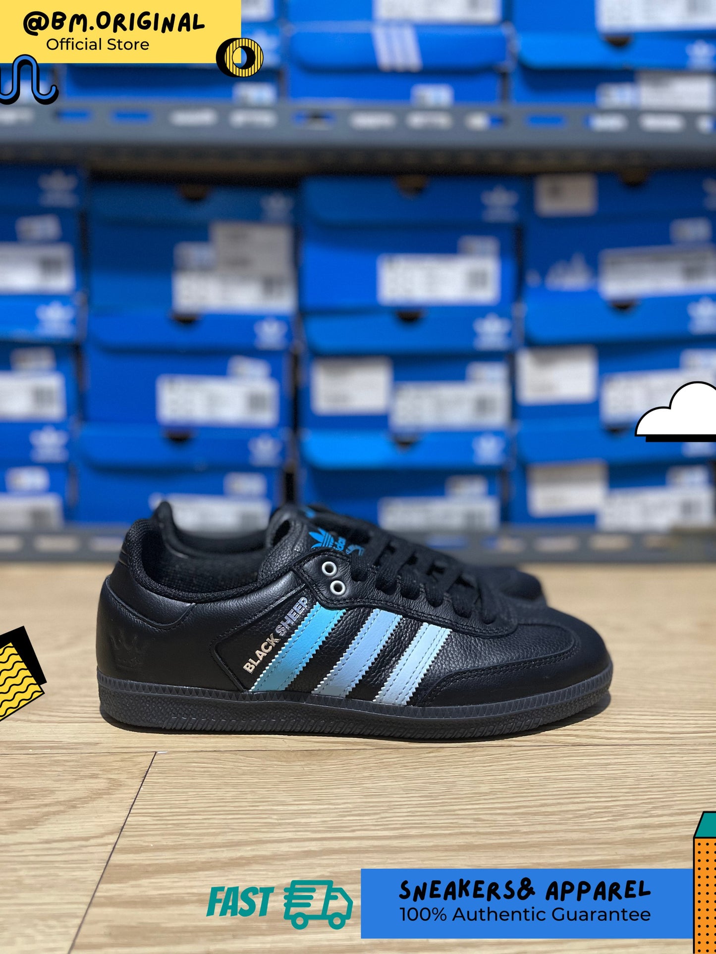 Adidas Samba ADV x Black Sheep x CLTFC Core Black Cloud White Ice Blue JH9594