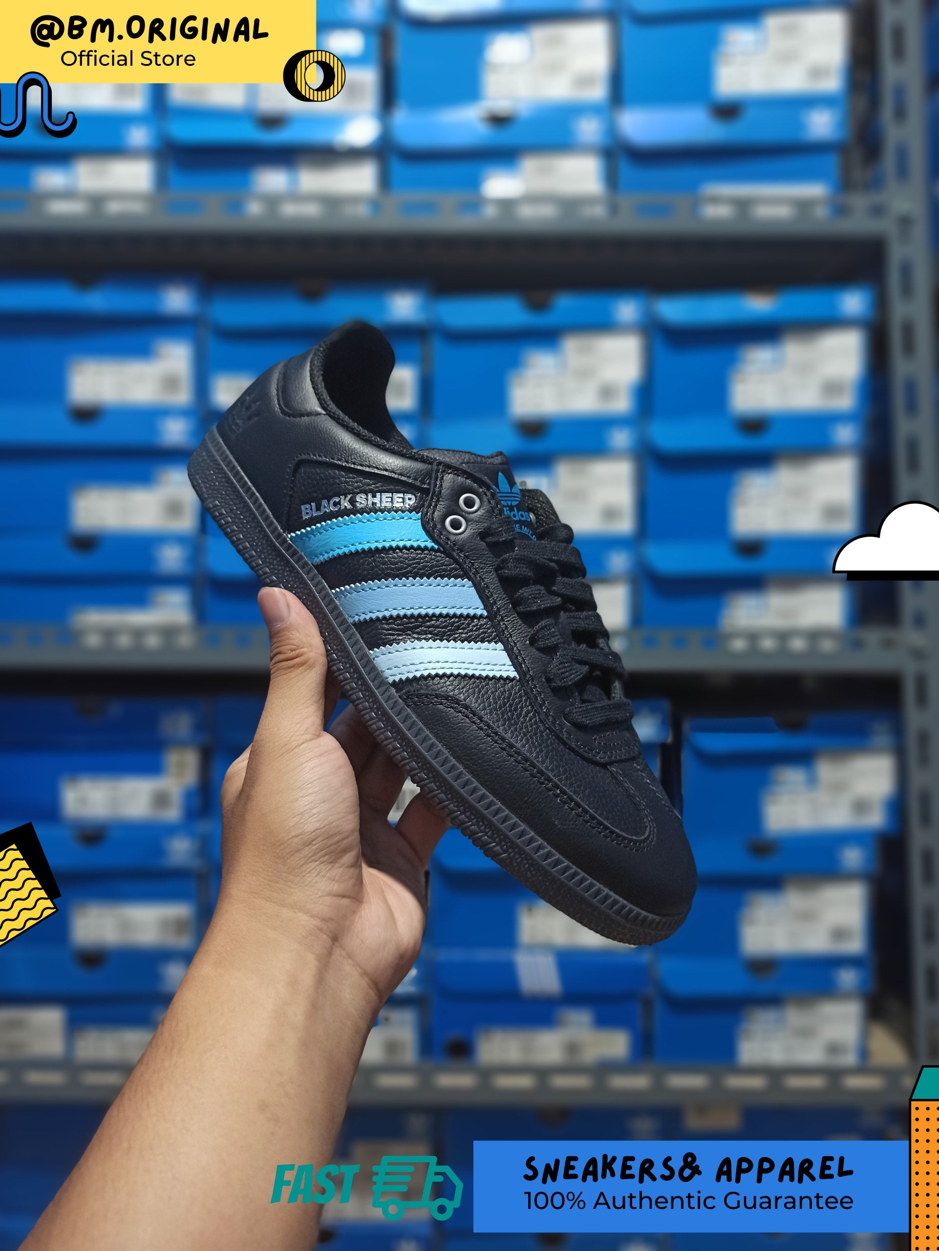Adidas Samba ADV x Black Sheep x CLTFC Core Black Cloud White Ice Blue JH9594