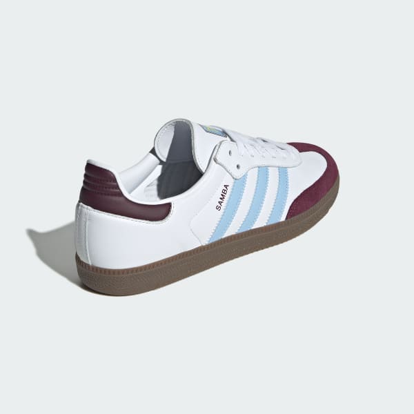 Adidas Samba Aston Villa FC Cloud White Maroon Glow Blue JQ4042
