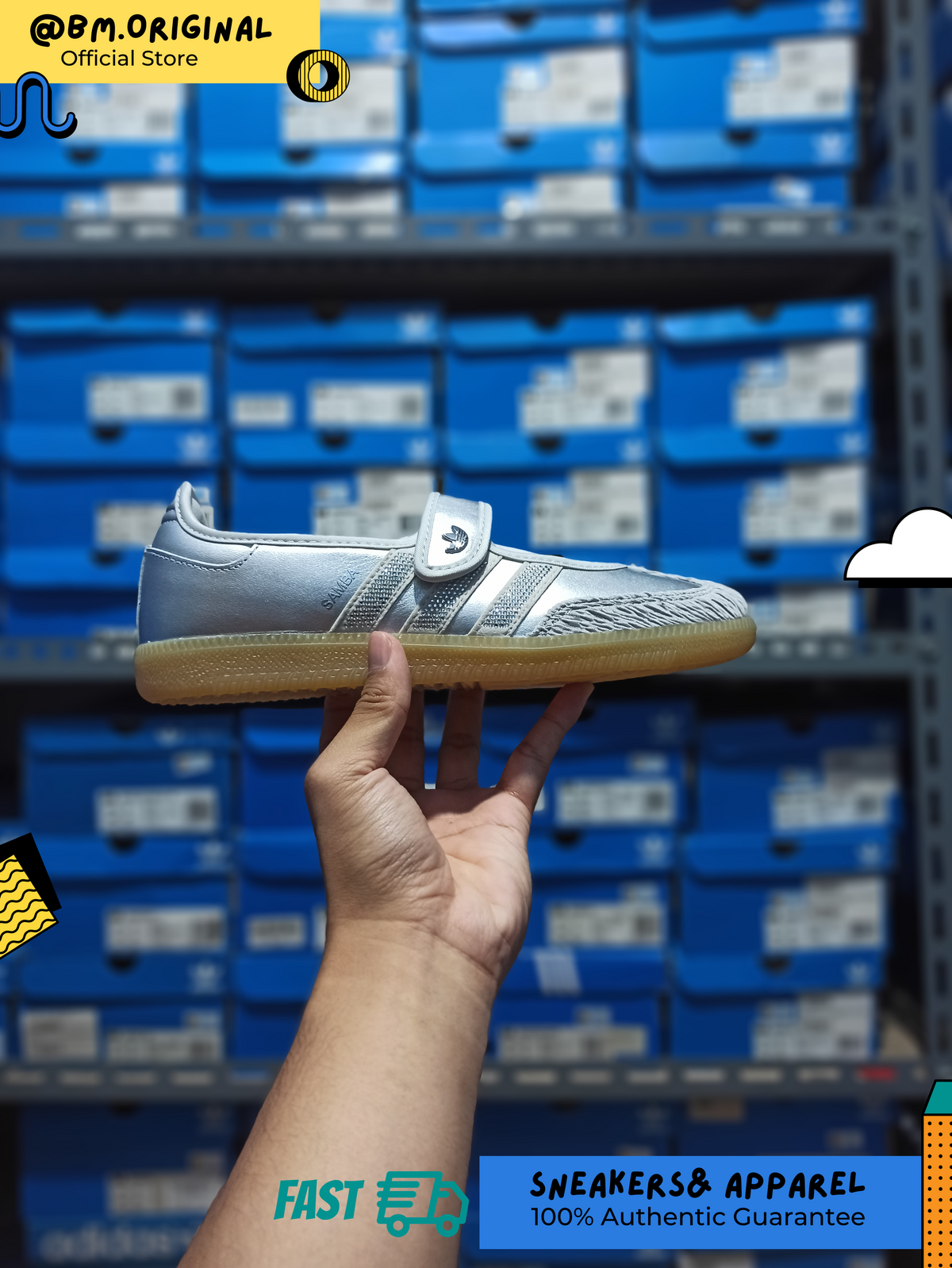 Adidas Samba JANE Silver Metallic Grey One Gum LA5344