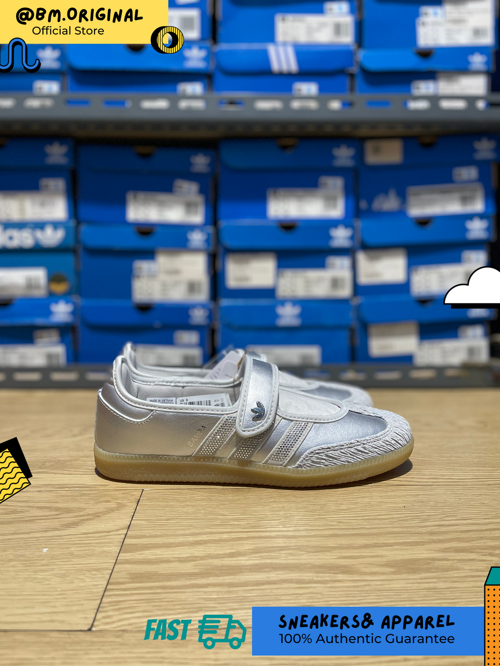 Adidas Samba JANE Silver Metallic Grey One Gum LA5344