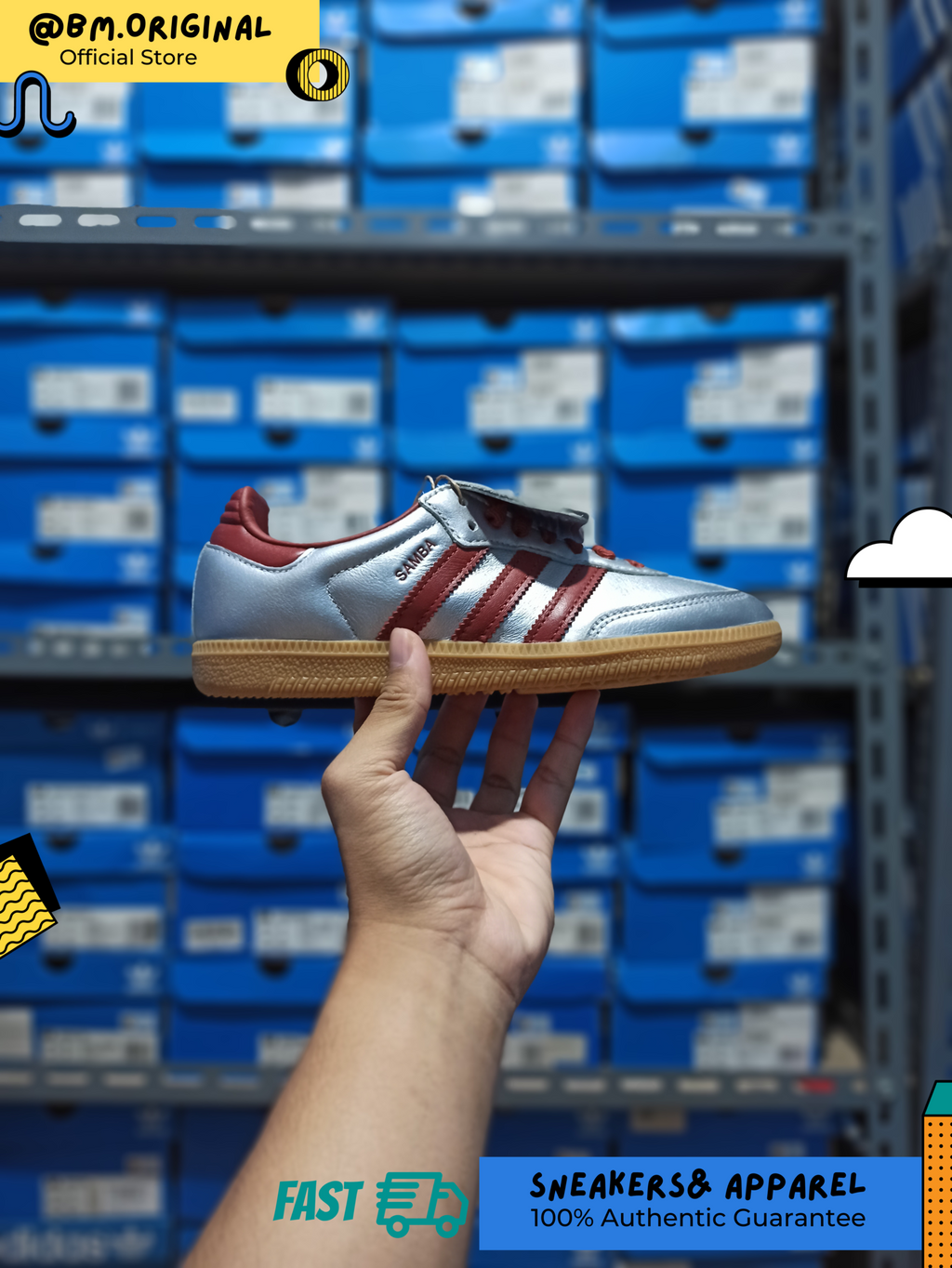 Adidas Samba LT Silver Metallic Preloved Ruby Gum JH5707