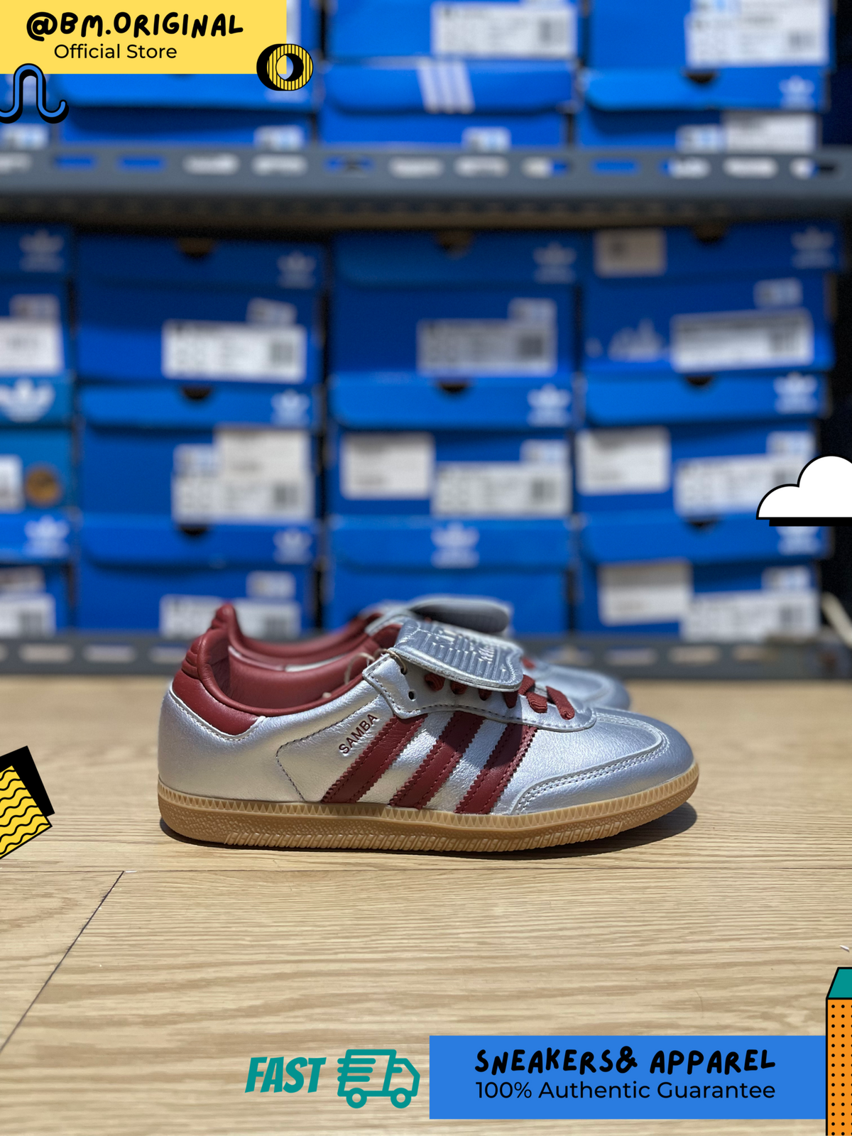 Adidas Samba LT Silver Metallic Preloved Ruby Gum JH5707