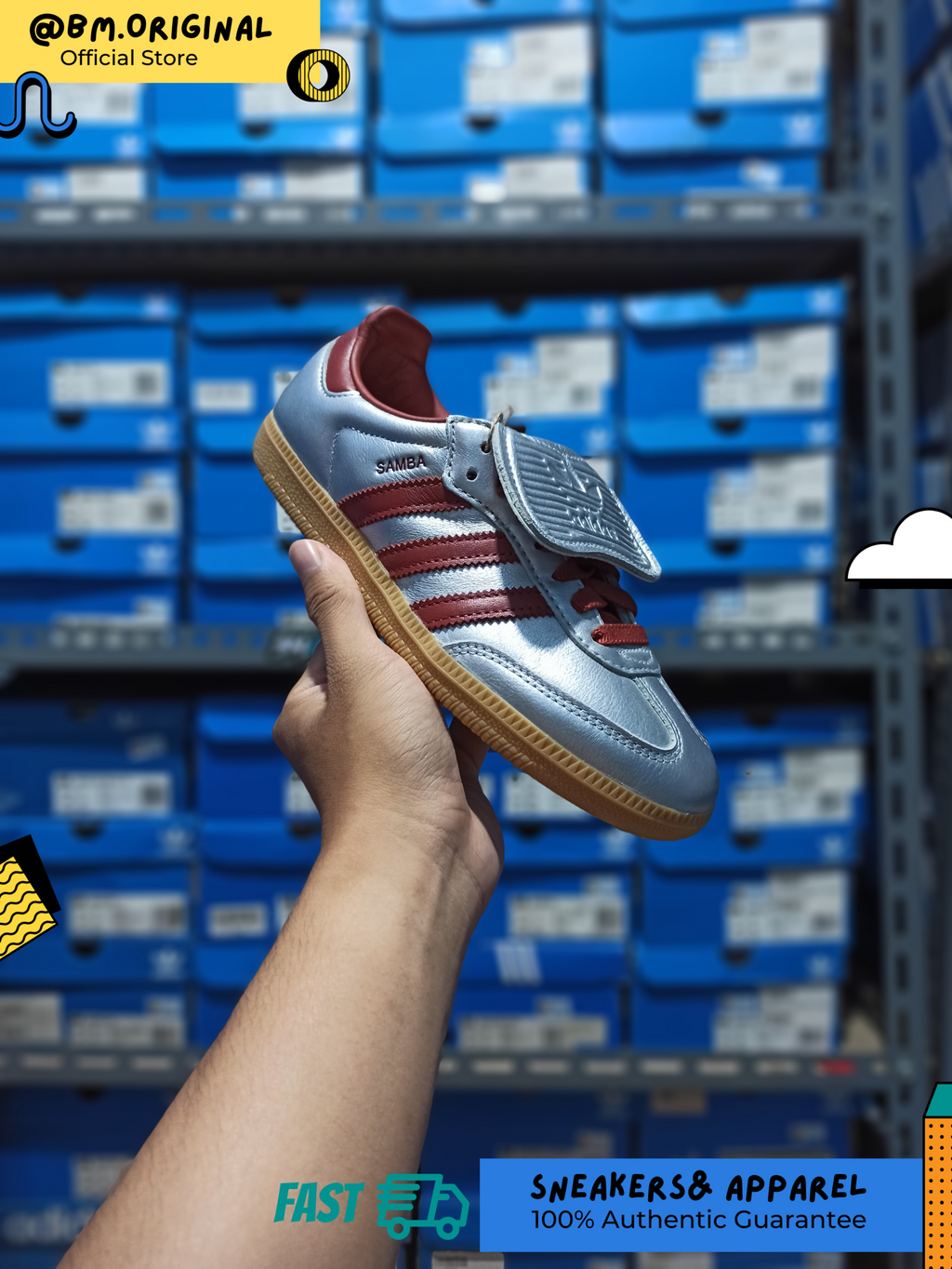 Adidas Samba LT Silver Metallic Preloved Ruby Gum JH5707
