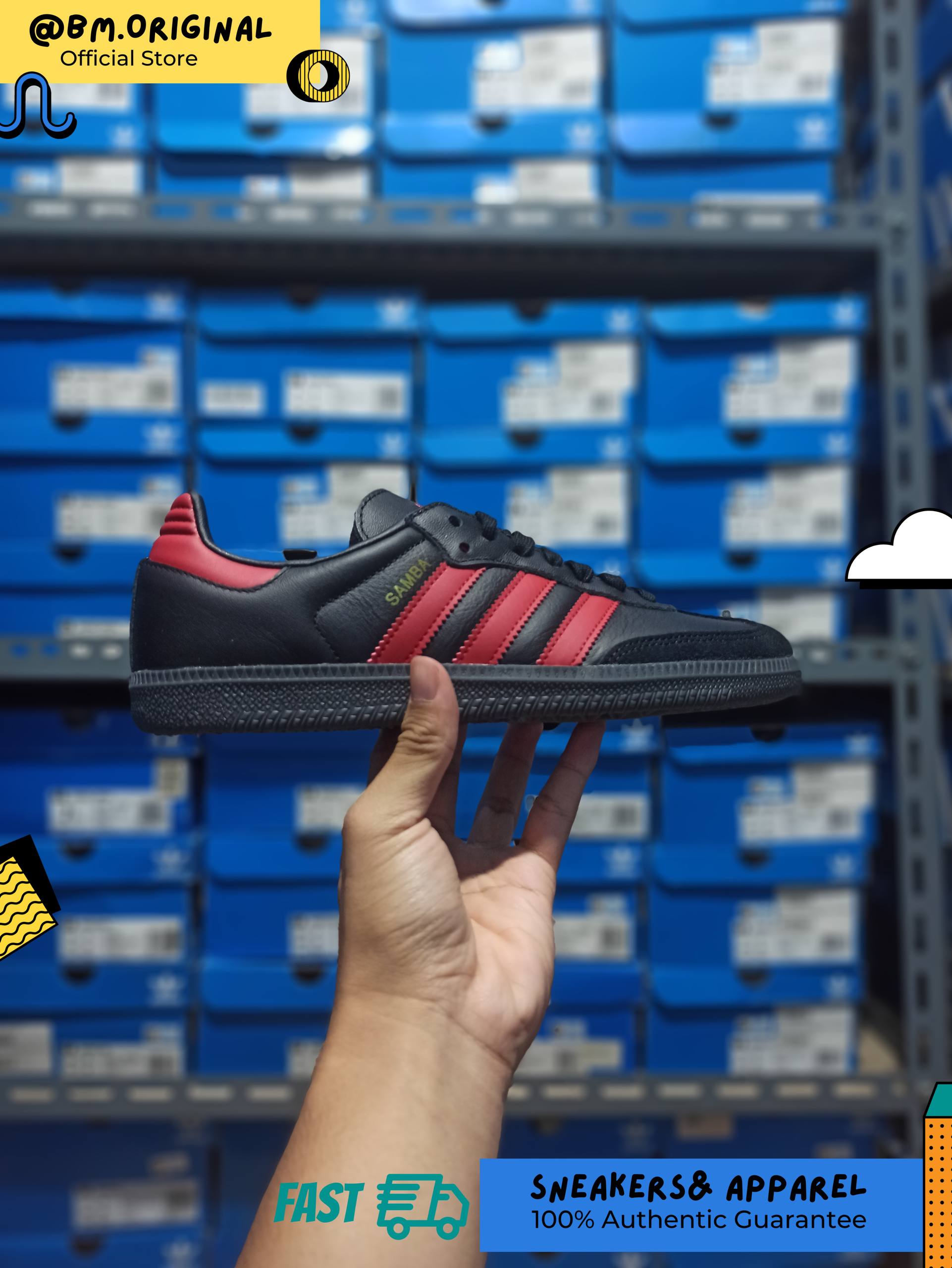 Adidas Samba Manchester United Core Black MUFC Red Core Black JQ4036