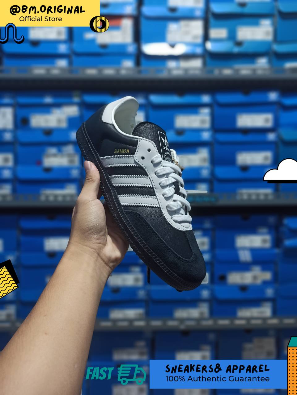 Adidas Samba OG 75Th Anniversary Core Black Cloud White Core Black JP5282
