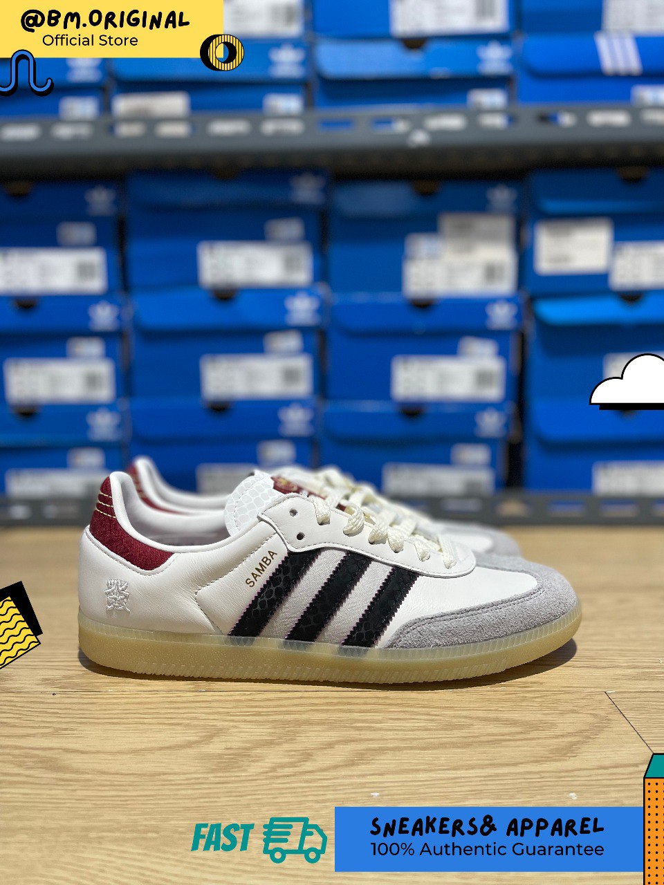 Adidas Samba OG Cloud White Core Black Active Maroon JQ5976