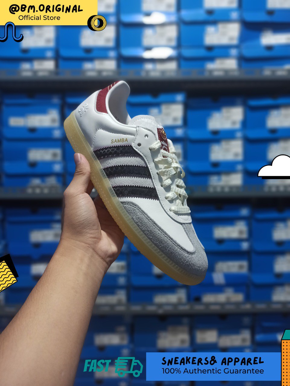 Adidas Samba OG Cloud White Core Black Active Maroon JQ5976