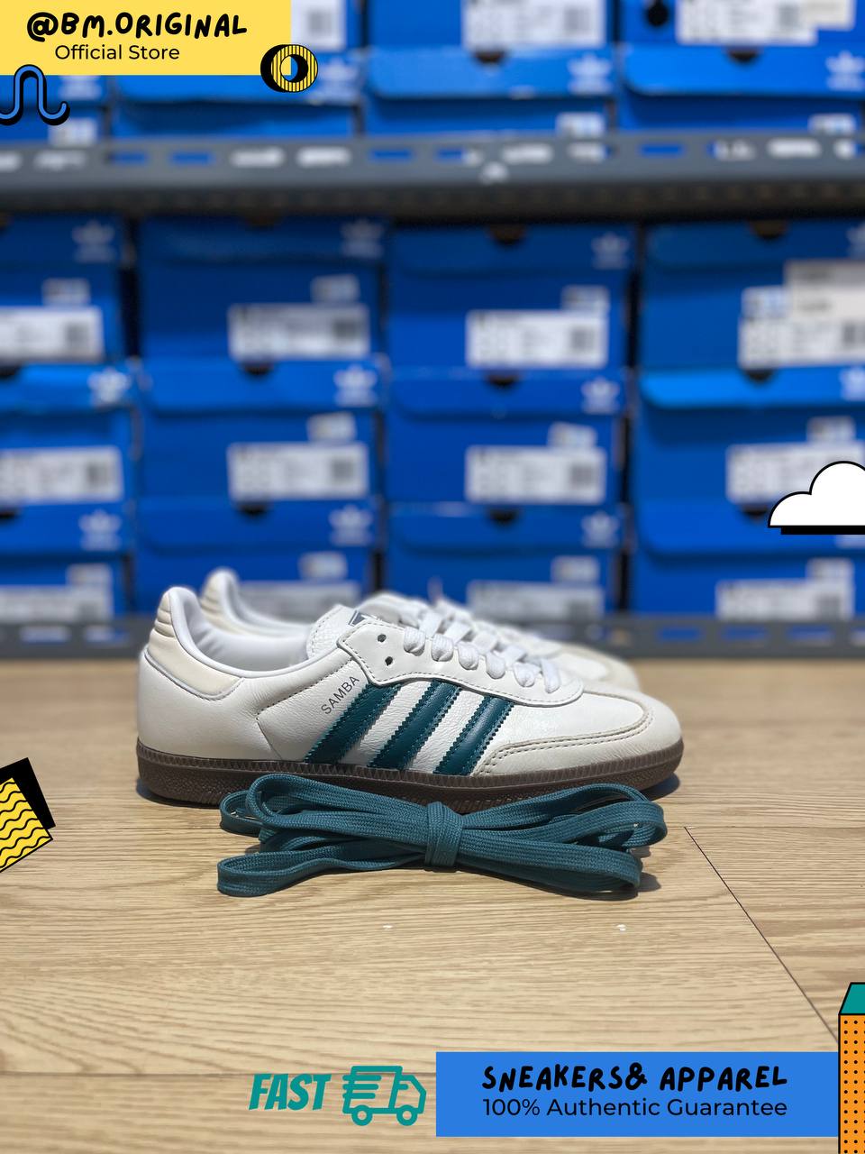 Adidas Samba OG Cloud White Legacy Teal Wonder White IG1963