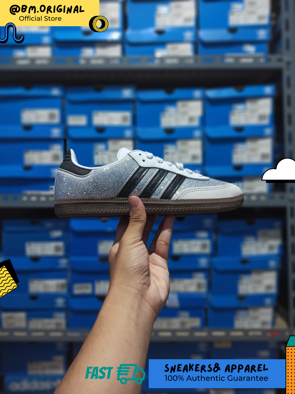 Adidas Samba OG Crystal White Core White Silver Metallic IH9055