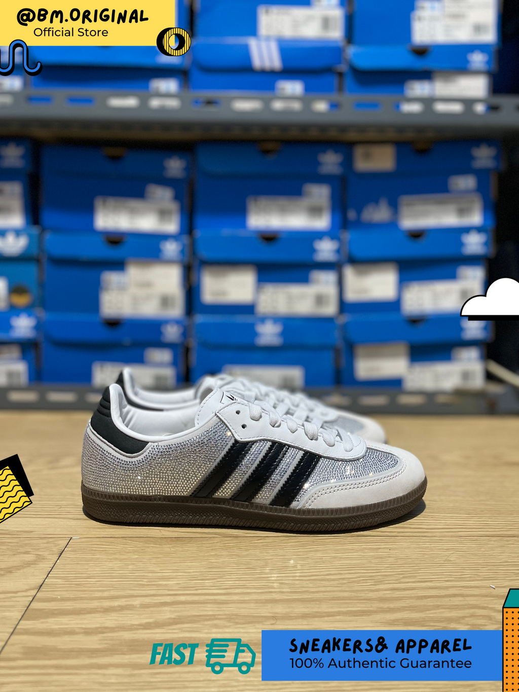 Adidas Samba OG Crystal White Core White Silver Metallic IH9055