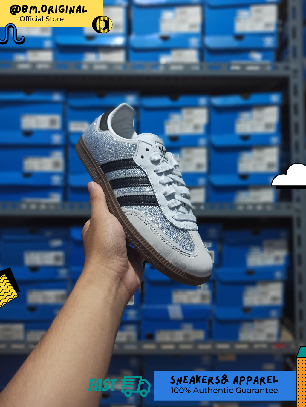 Adidas Samba OG Crystal White Core White Silver Metallic IH9055
