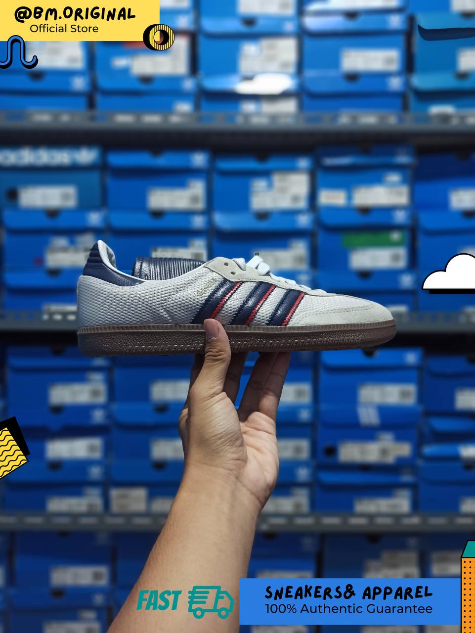 Adidas Samba OG Crystal White Dark Blue Gum IE9169