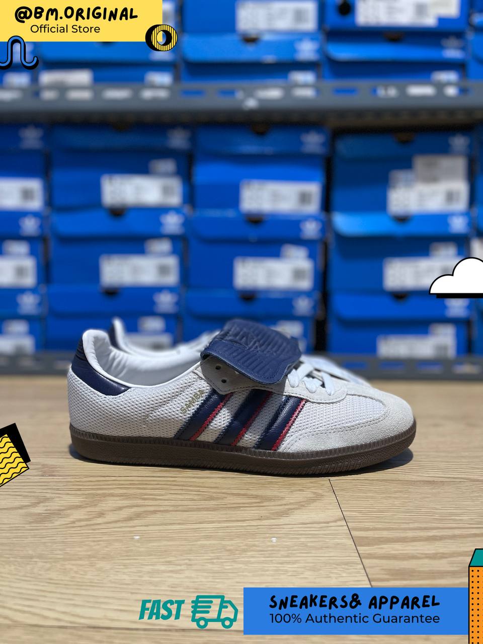 Adidas Samba OG Crystal White Dark Blue Gum IE9169