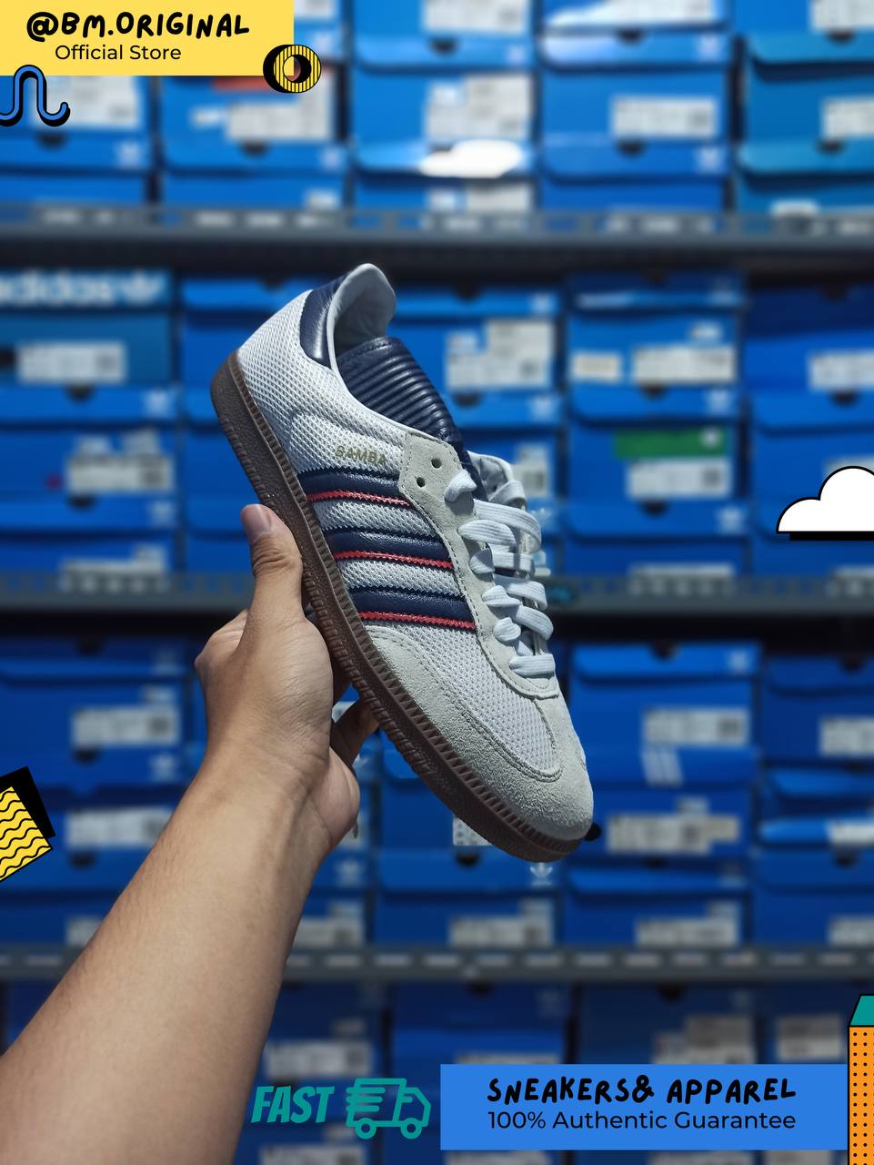 Adidas Samba OG Crystal White Dark Blue Gum IE9169