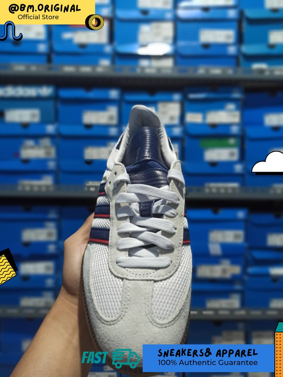 Adidas Samba OG Crystal White Dark Blue Gum IE9169