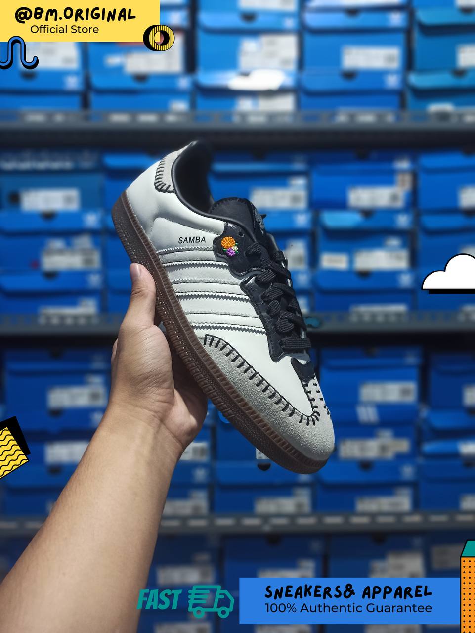 Adidas Samba OG Día de Muertos Pack Off White Core Black Crew Orange JI3931