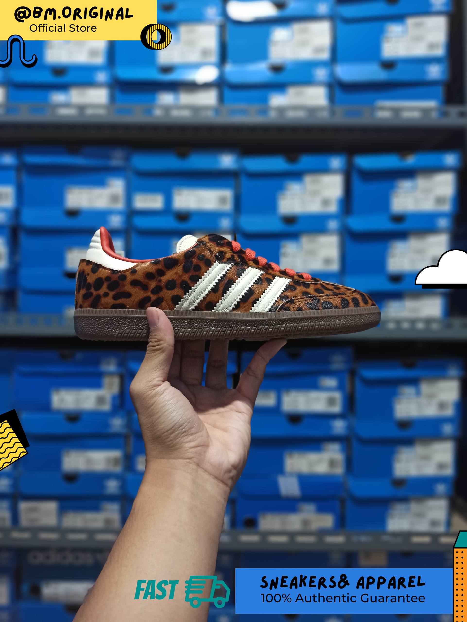 Adidas Samba OG Leopard Core Black Preloved Red Cream White JI2734