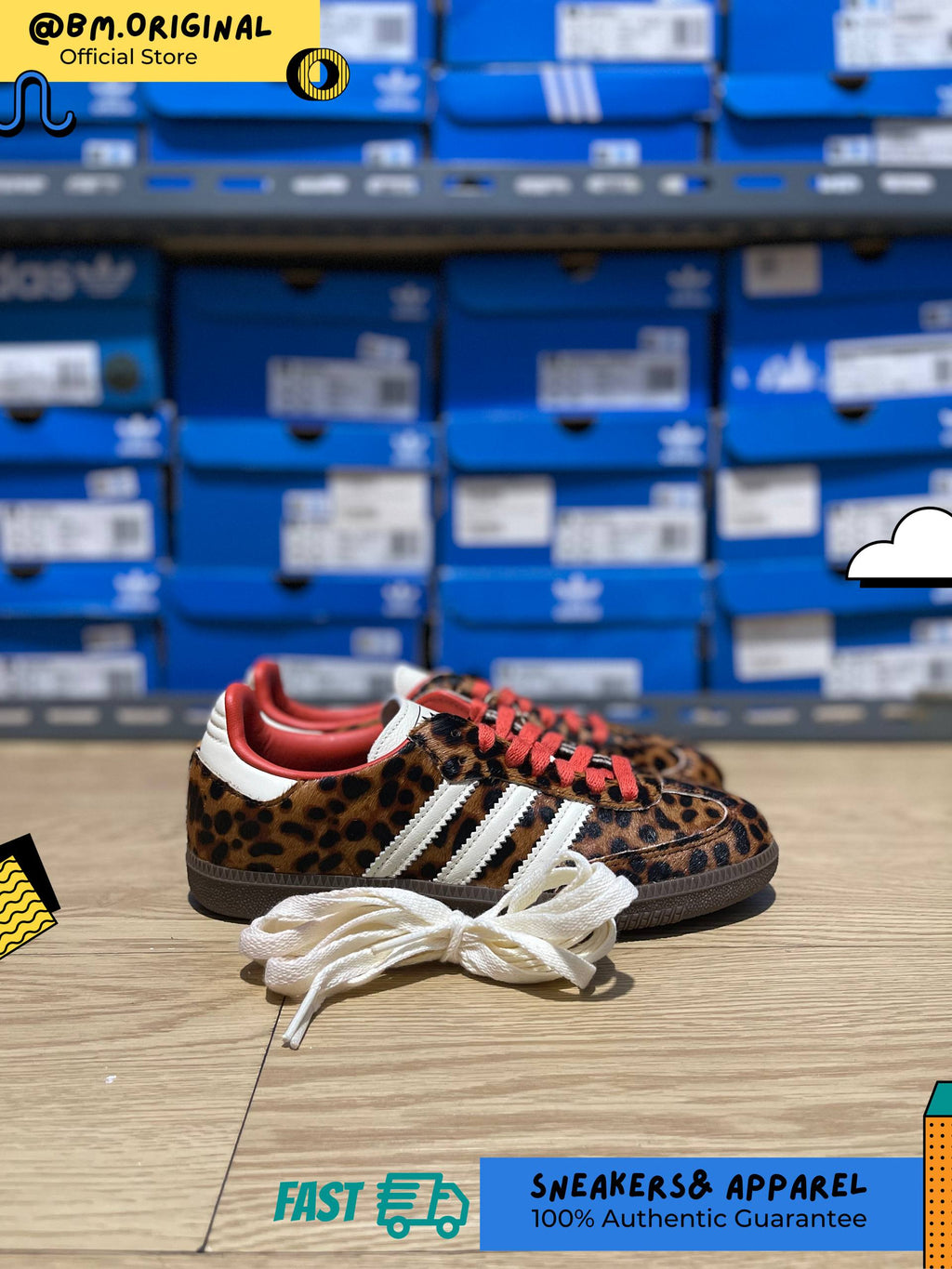 Adidas Samba OG Leopard Core Black Preloved Red Cream White JI2734