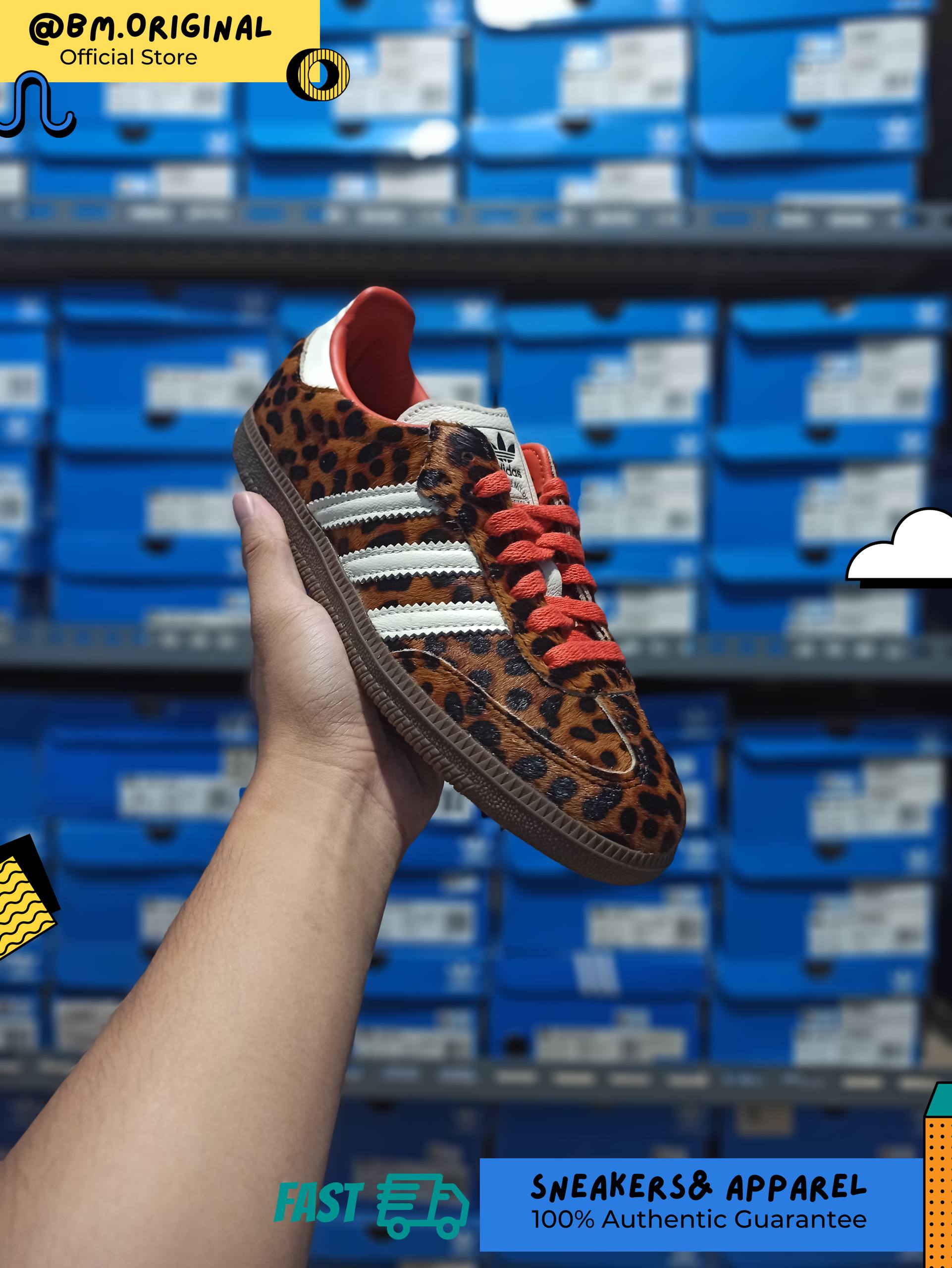 Adidas Samba OG Leopard Core Black Preloved Red Cream White JI2734