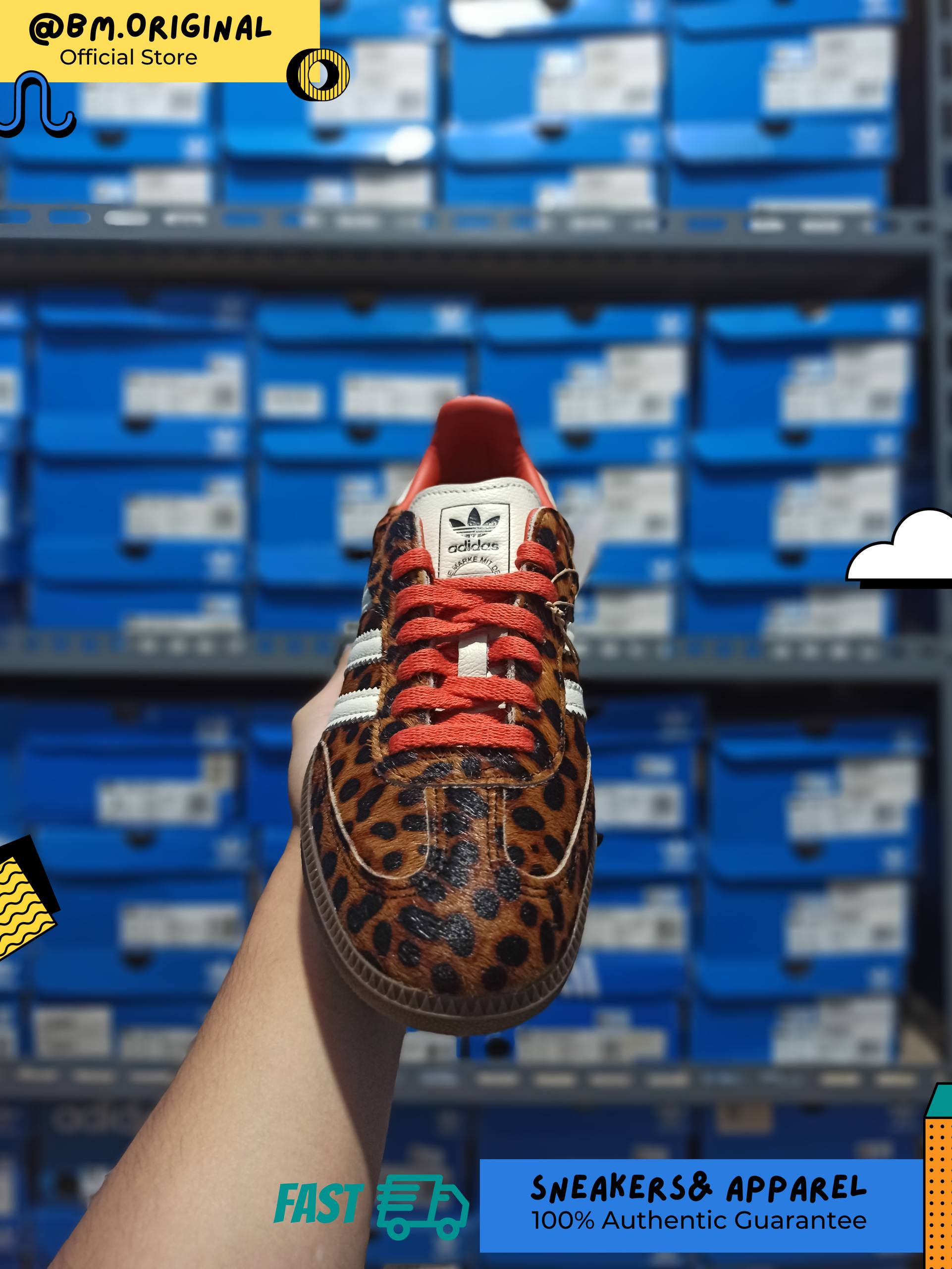 Adidas Samba OG Leopard Core Black Preloved Red Cream White JI2734