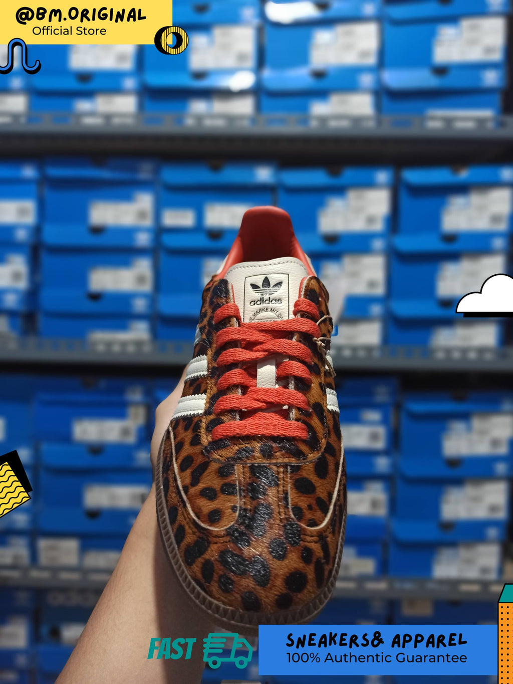Adidas Samba OG Leopard Core Black Preloved Red Cream White JI2734