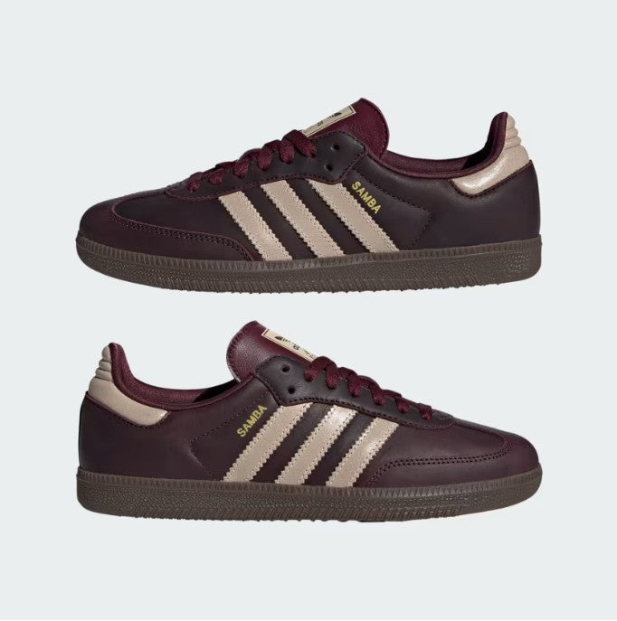 Adidas Samba OG Maroon Crystal Sand Gold Metallic IF7004