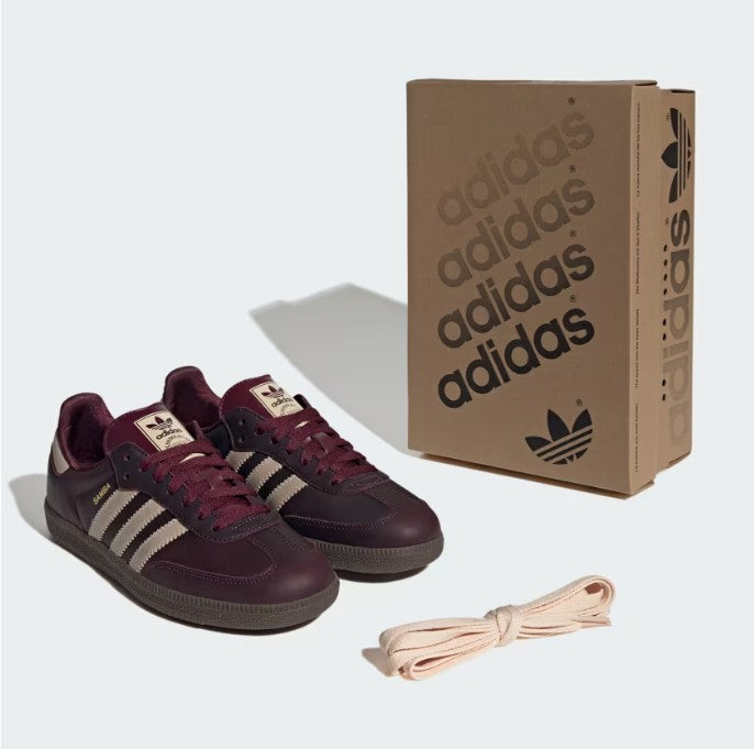 Adidas Samba OG Maroon Crystal Sand Gold Metallic IF7004