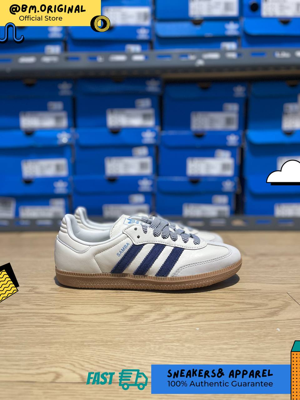 Adidas Samba OG Off White Dark Blue Clear Sky JI3907