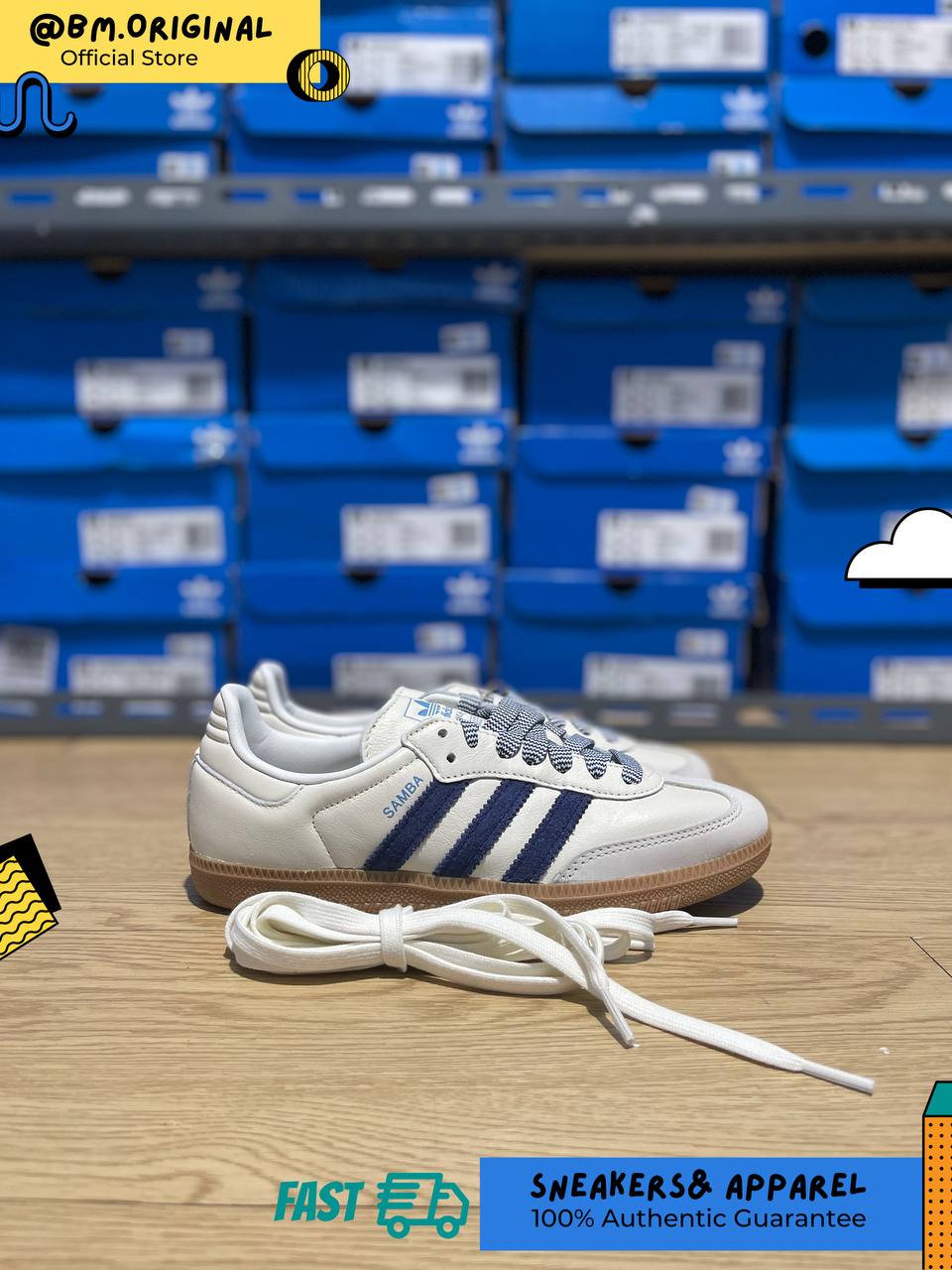 Adidas Samba OG Off White Dark Blue Clear Sky JI3907