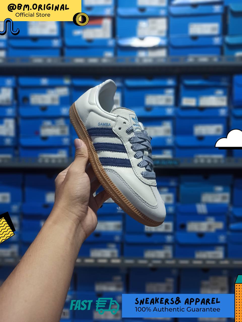 Adidas Samba OG Off White Dark Blue Clear Sky JI3907