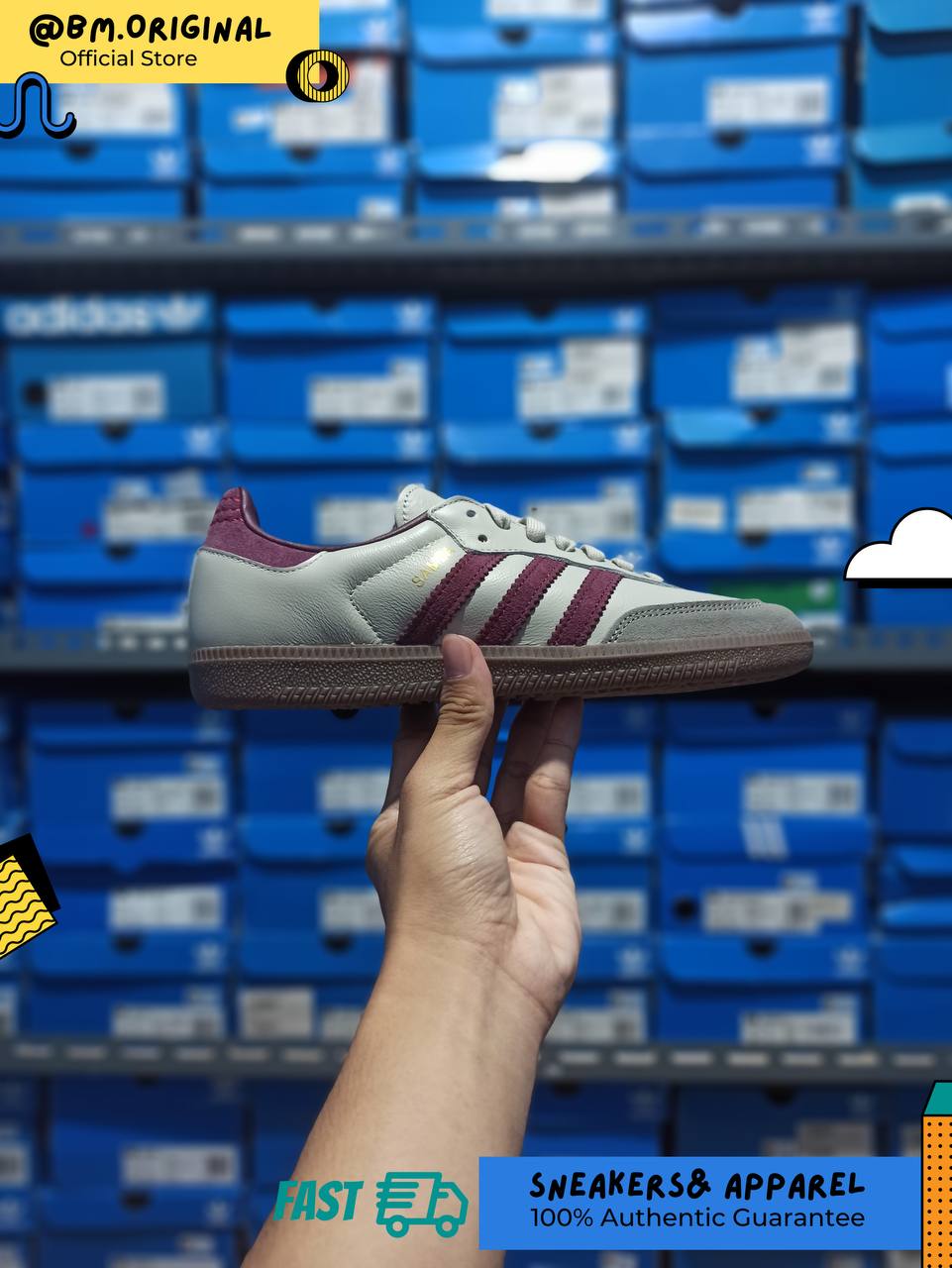 Adidas Samba OG Putty Grey Maroon Gold Metallic ID1482