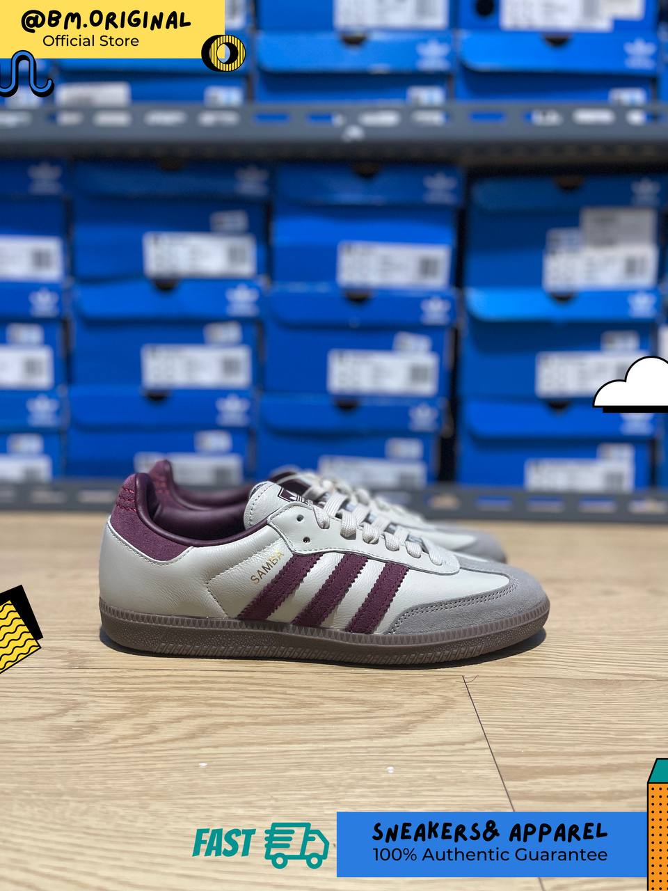 Adidas Samba OG Putty Grey Maroon Gold Metallic ID1482