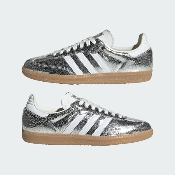 Adidas Samba OG Silver Metallic Cloud White Core White JR0035