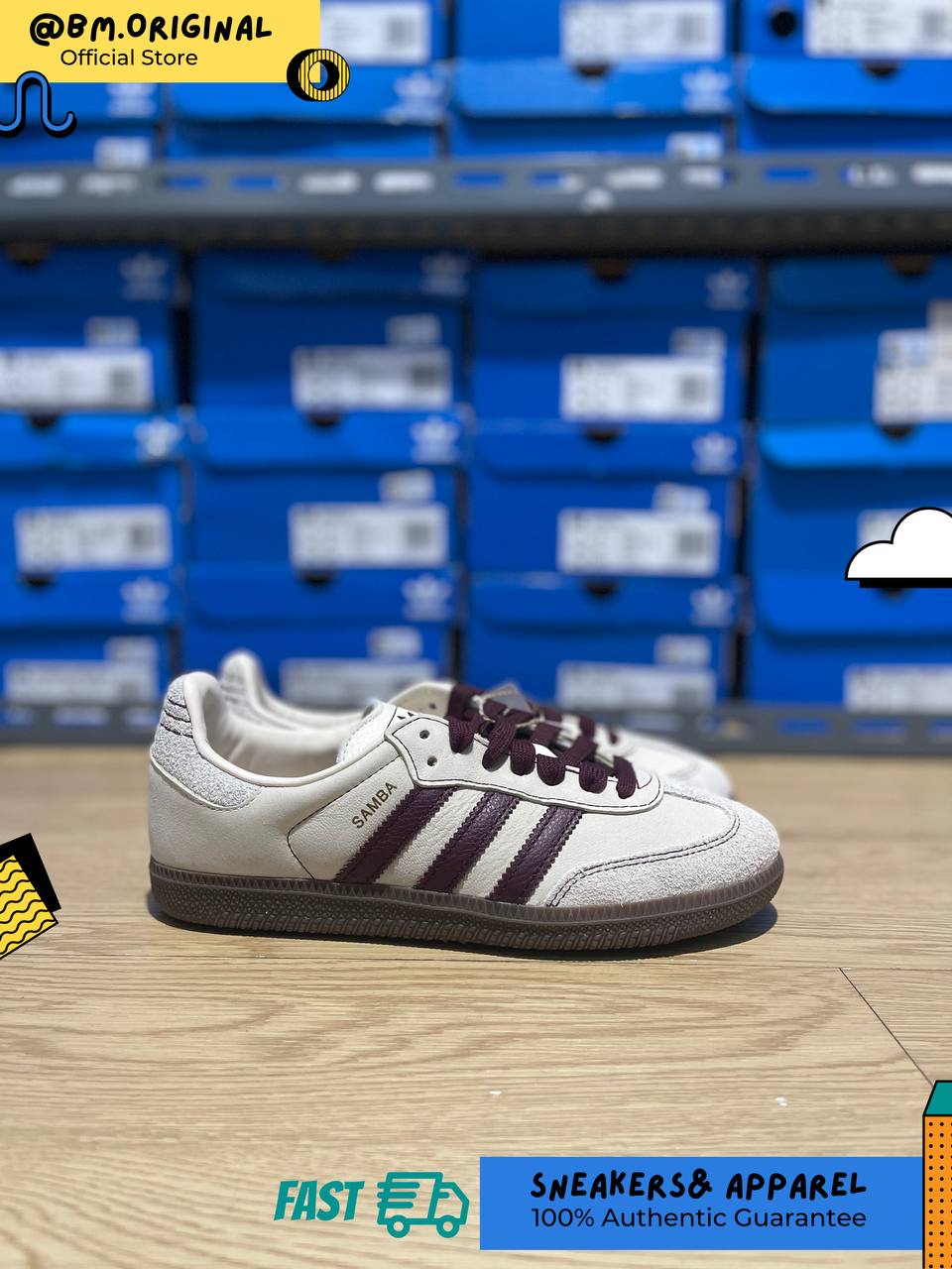 Adidas Samba OG Wonder White Maroon Putty Grey IG1987
