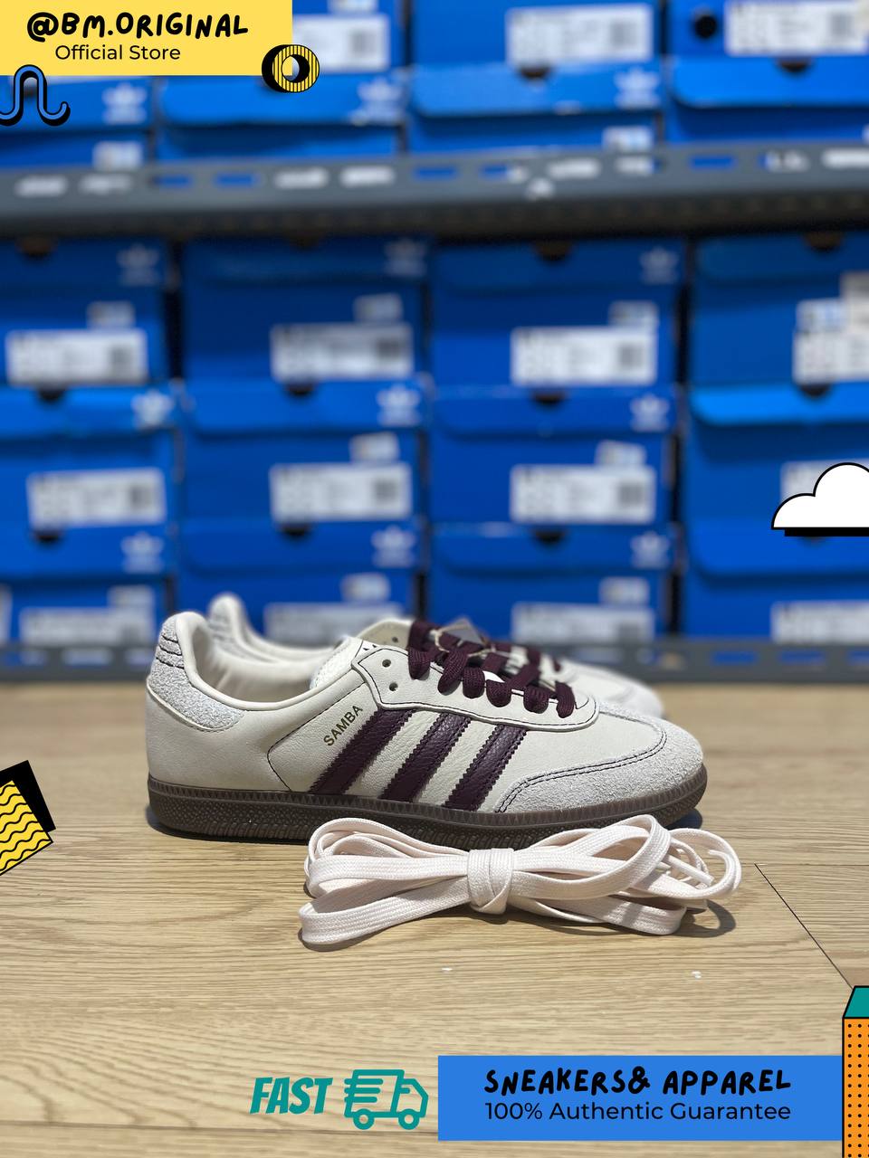 Adidas Samba OG Wonder White Maroon Putty Grey IG1987
