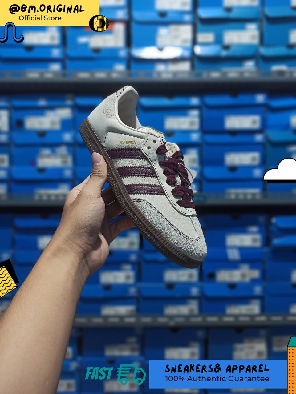 Adidas Samba OG Wonder White Maroon Putty Grey IG1987
