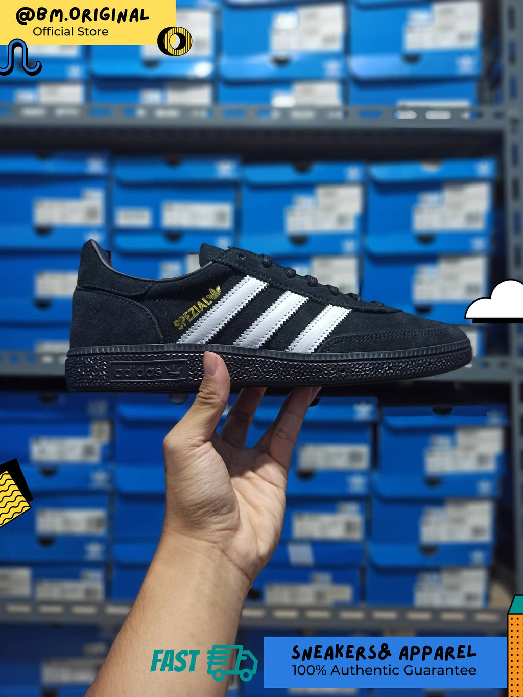Adidas Spezial Handball Core Black Cloud White Gold Metallic HQ9194