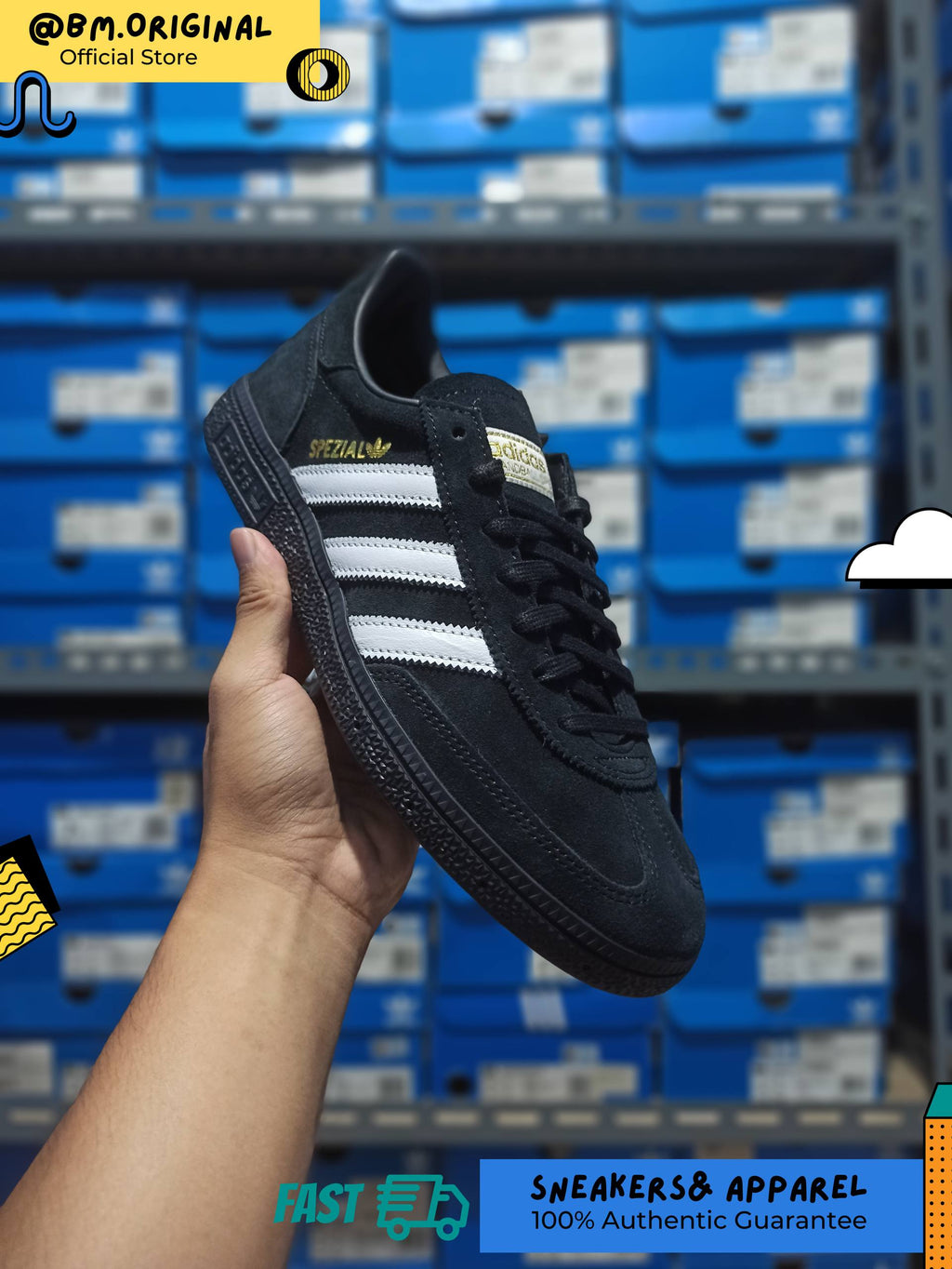 Adidas Spezial Handball Core Black Cloud White Gold Metallic HQ9194