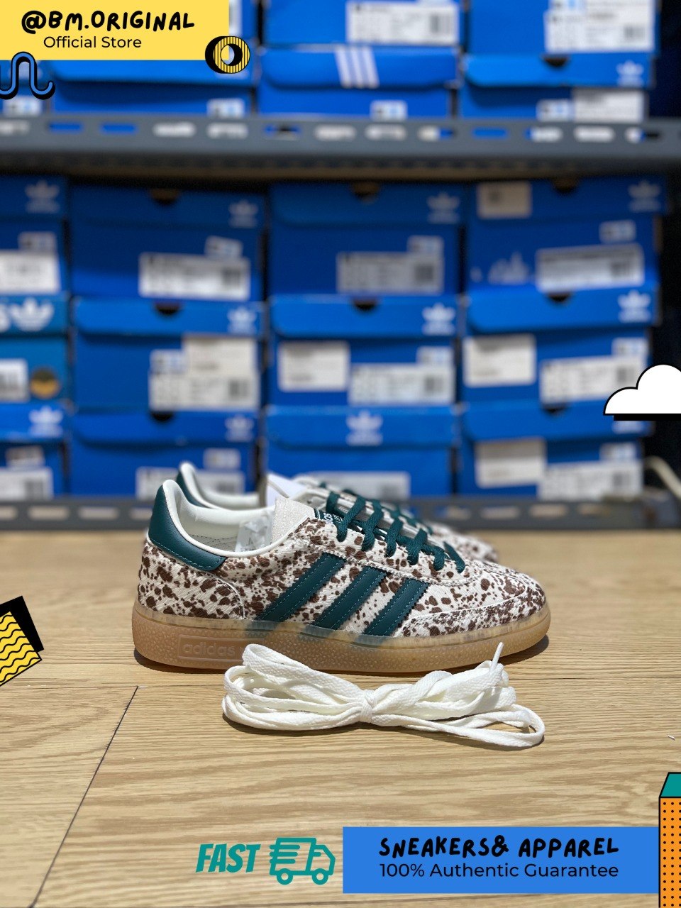 Adidas Spezial Handball Pony Print Off White Rich Green Dark Brown KI2181