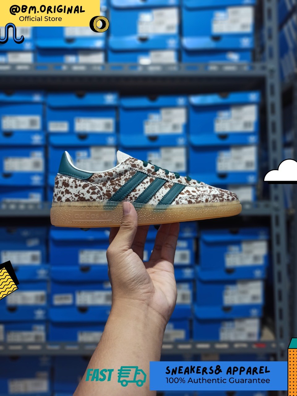 Adidas Spezial Handball Pony Print Off White Rich Green Dark Brown KI2181