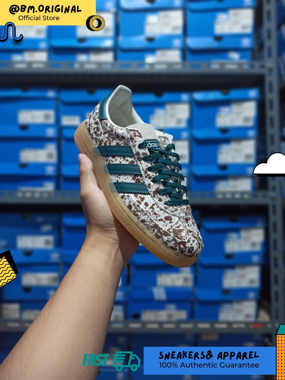 Adidas Spezial Handball Pony Print Off White Rich Green Dark Brown KI2181