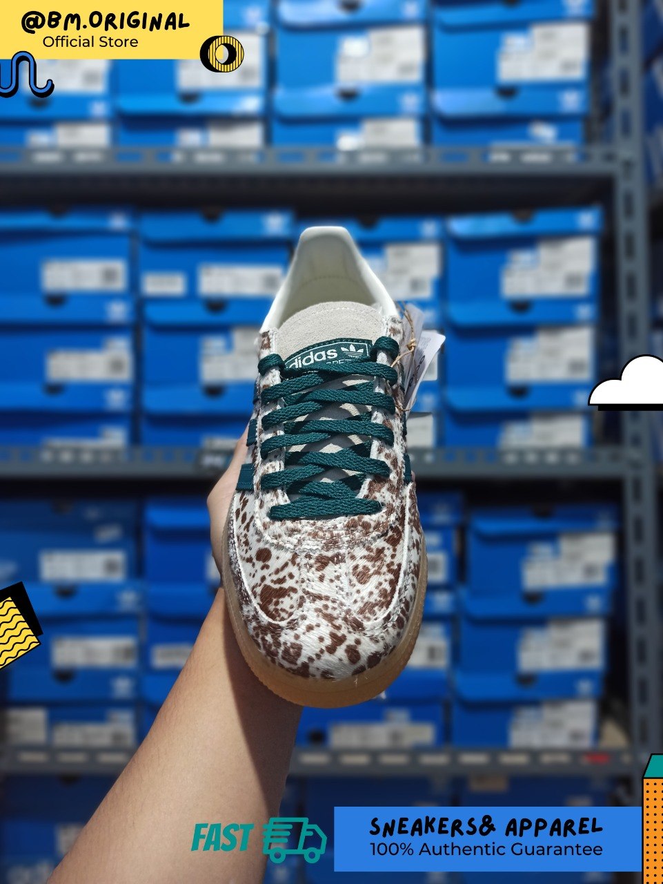 Adidas Spezial Handball Pony Print Off White Rich Green Dark Brown KI2181
